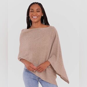 Claudia Nichole by Alashan 100% Cashmere Luxe Dress Topper Poncho Chai Tan $129